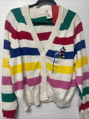 Mickey Mouse Retro Striped Button Cardigan - multicoloured new with tags
